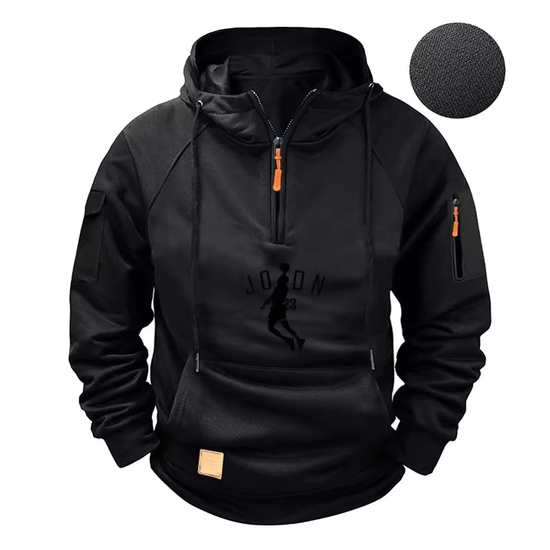 Men'S Hoodie 2025 New High-Quality Zipper Multi-Pocket Hoodie. Fashionable and Casual Polar Cap Sweatshirt