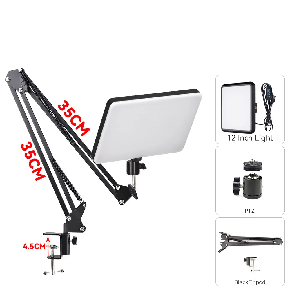 LED Video Light Dimmable Photography Continuous Lighting Adjustable Tripod Stand Portable Fill Light for Photo Studio Shooting