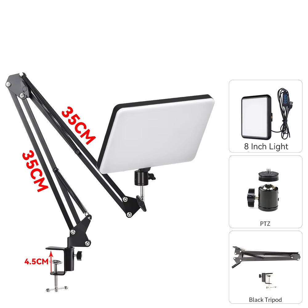 LED Video Light Dimmable Photography Continuous Lighting Adjustable Tripod Stand Portable Fill Light for Photo Studio Shooting