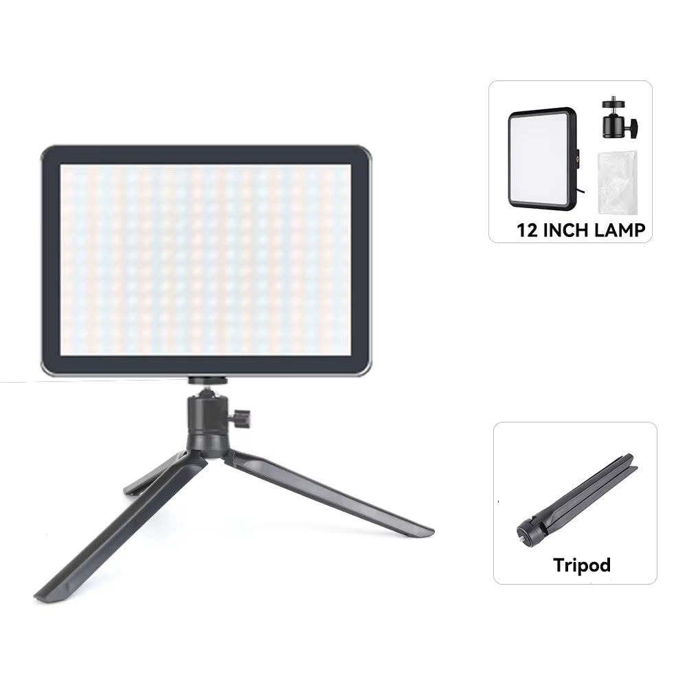 LED Video Light Dimmable Photography Continuous Lighting Adjustable Tripod Stand Portable Fill Light for Photo Studio Shooting